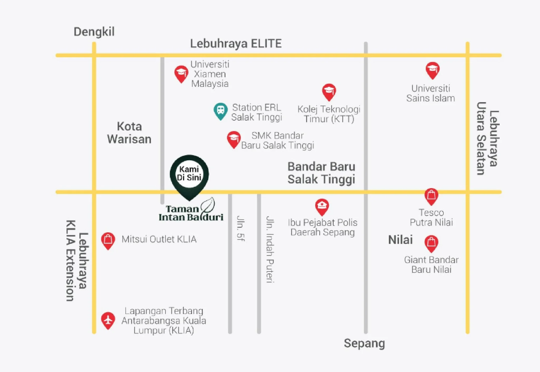 Location map of Taman Intan Baiduri, Bandar Baru Salak Tinggi